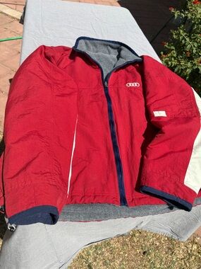 Audi 4 rings embroydered Red Fleece-Lined reversible Jacket with Navy Trim